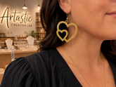 Ear Acrylic Gold Glitter Hearts