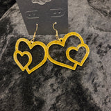 Ear Acrylic Gold Glitter Hearts