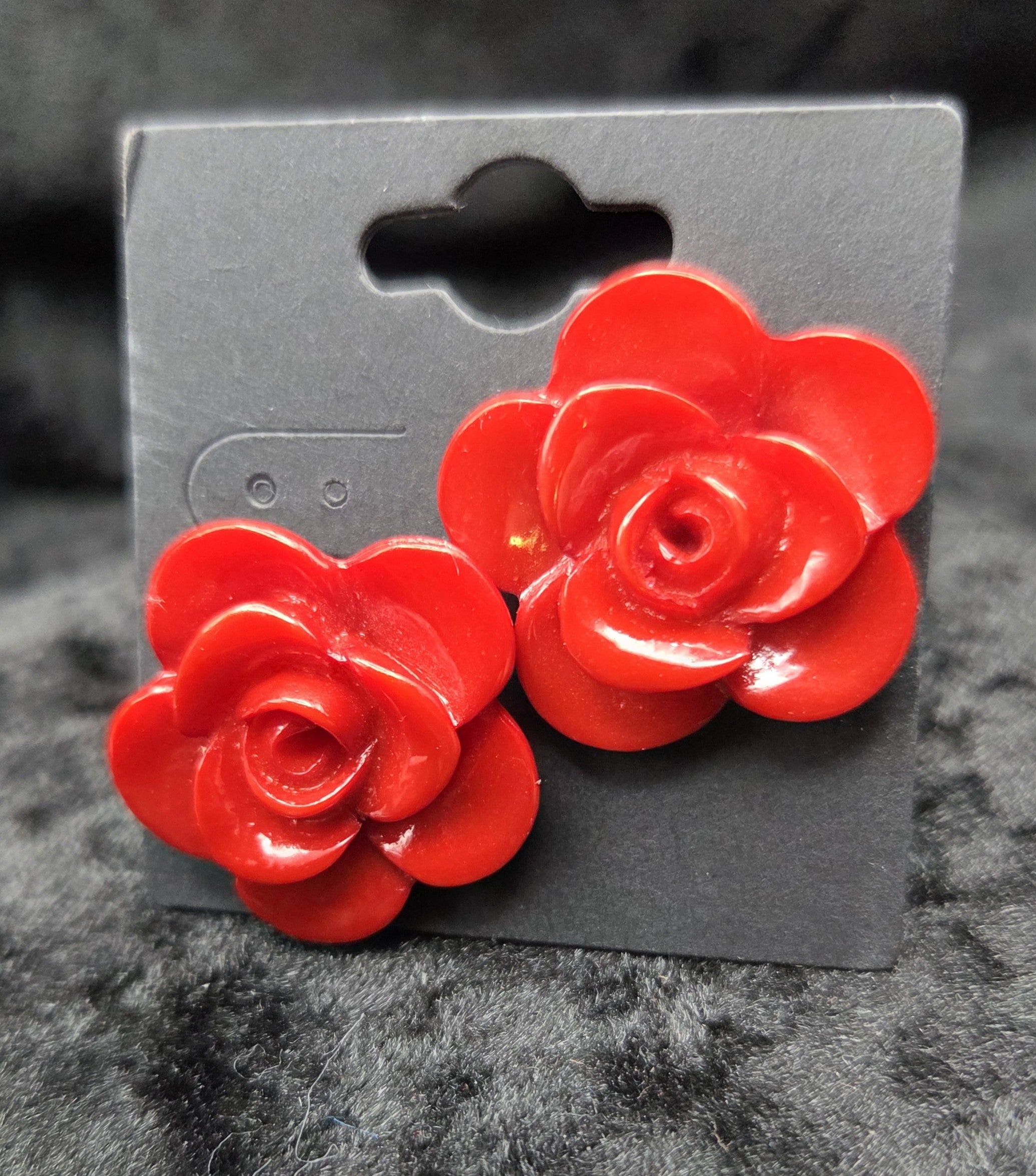 Ear Acrylic Red Rose Post