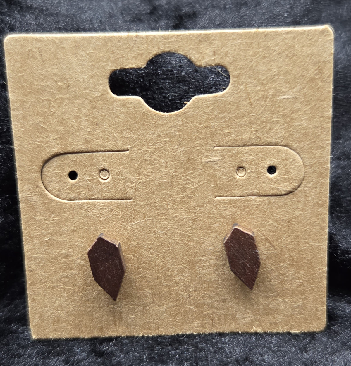 Ear Mini Chocolate Wood Shield Gem Post