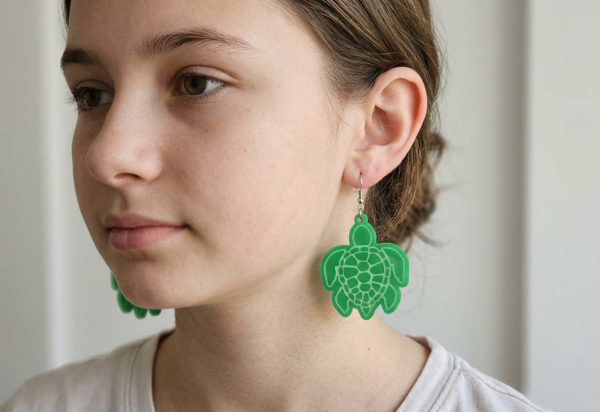 Ear Acrylic Green Turtles
