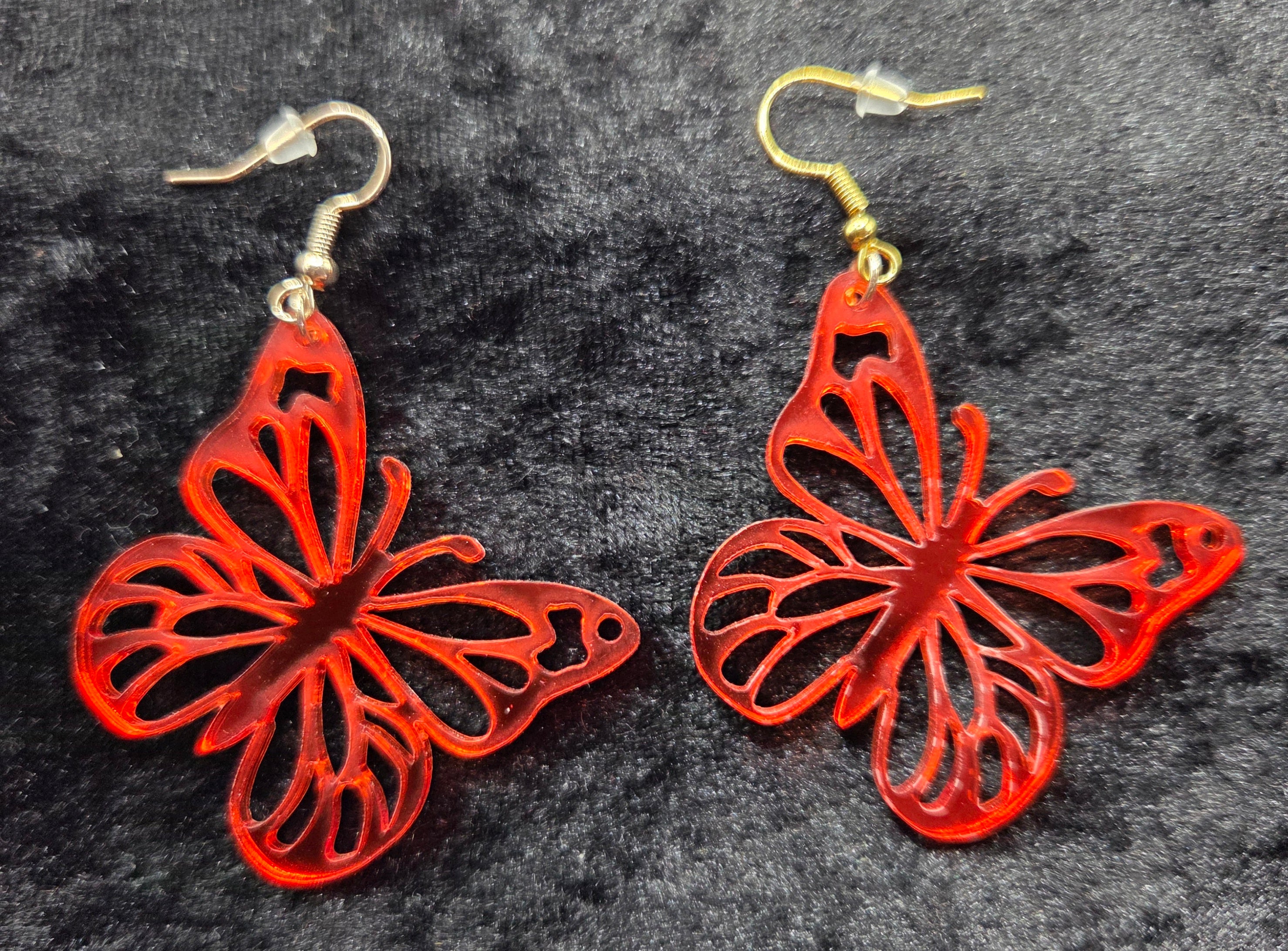 Ear Acrylic Red Butterefly