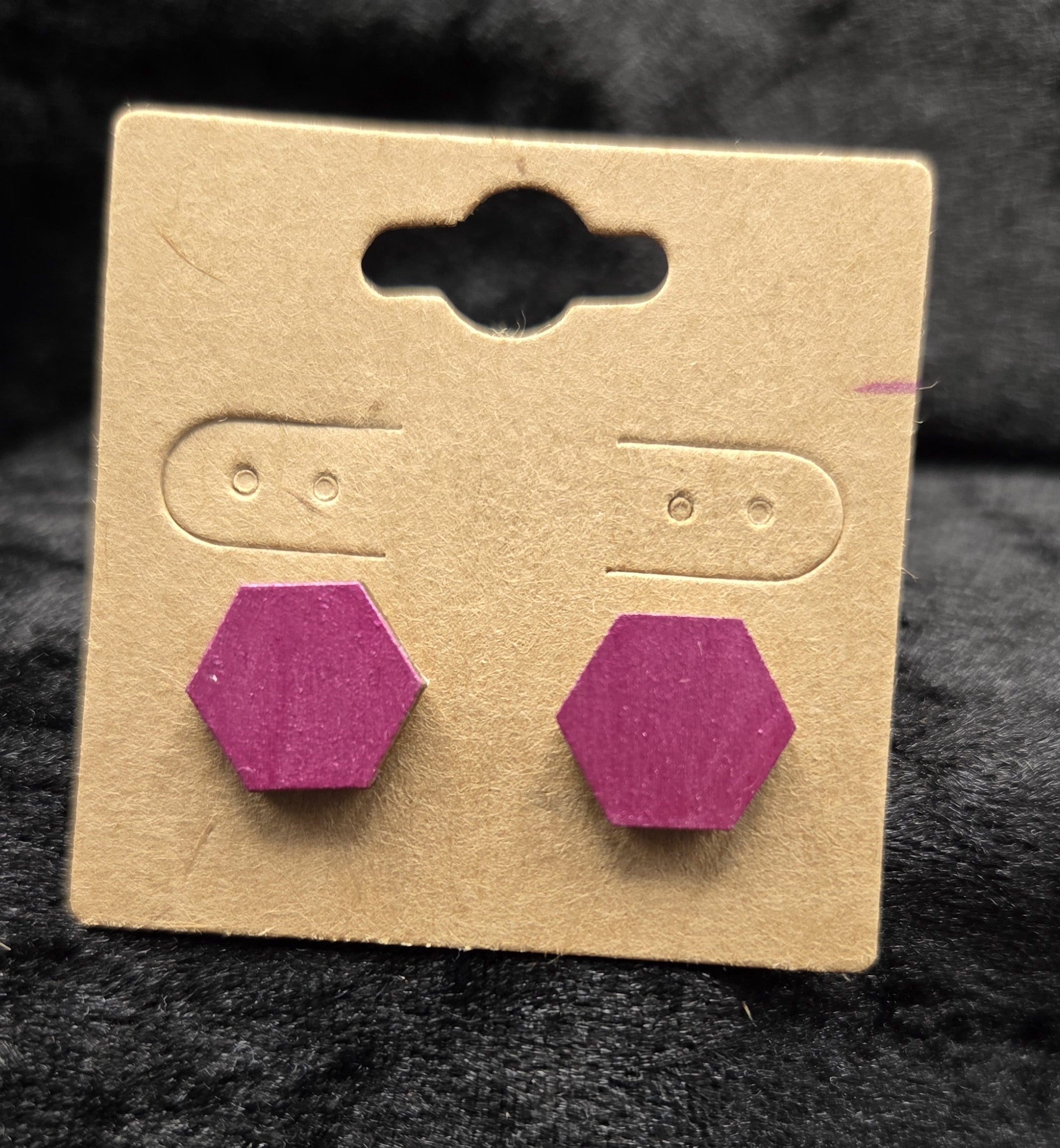 Ear Mini Magenta Hexagon Gem Post