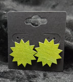 Ear Neon Green Wood Starburst Post